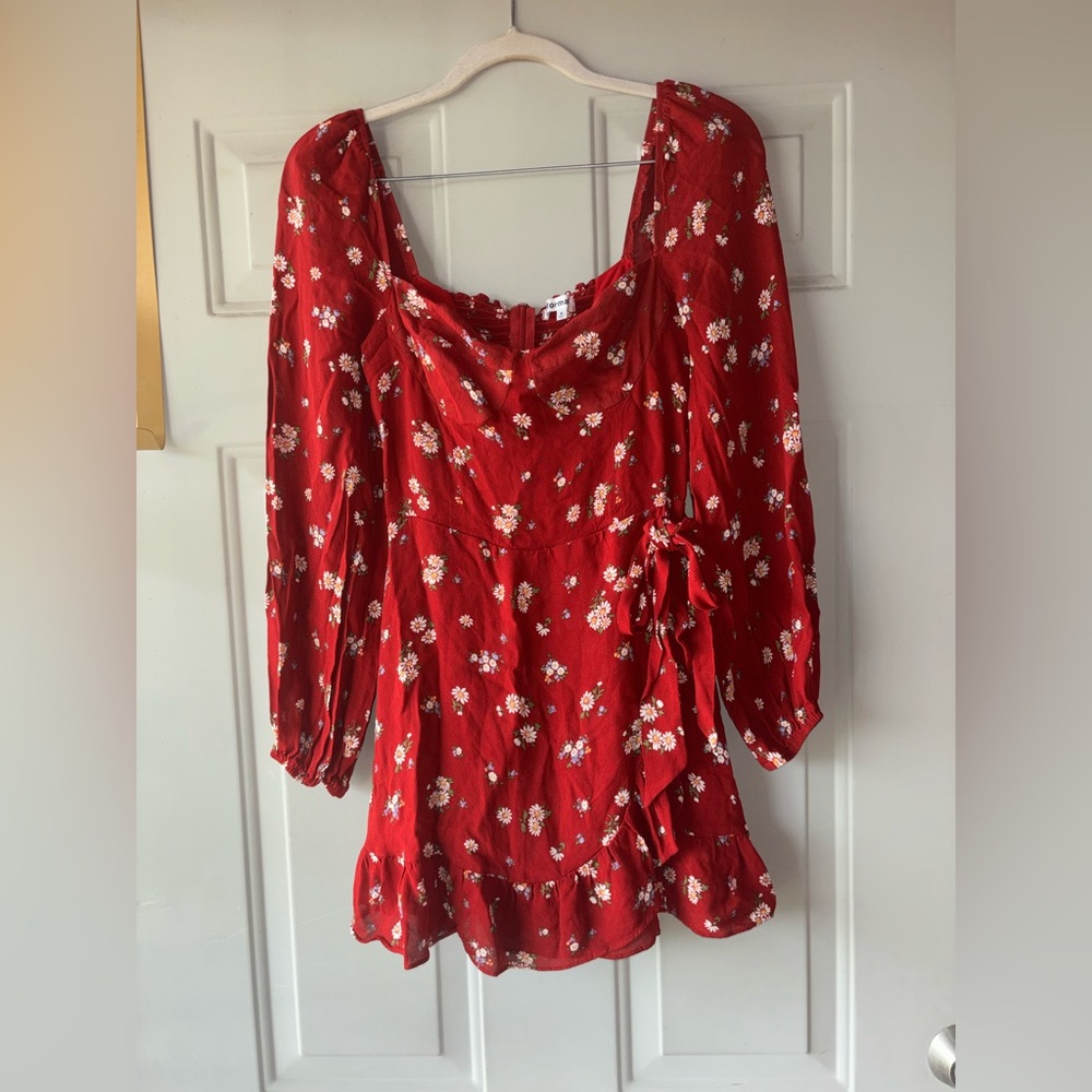 Reformation Cammi burgundy floral mini dress size 8